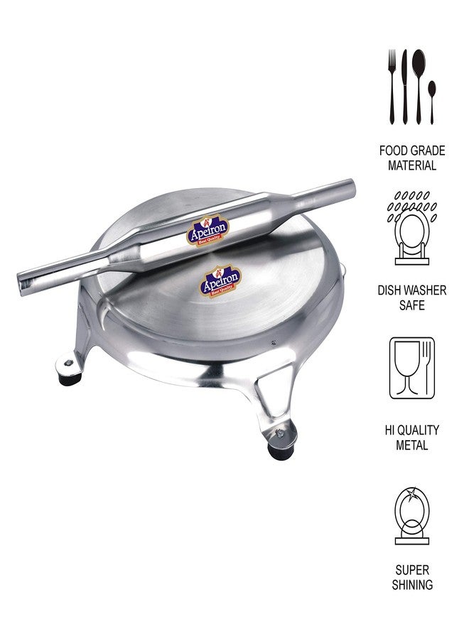 Apeiron Stainless Steel Chapati Rolling Board Or Chakla & Belan Or Rolling Pin with Silver Colour Set of 1 Pieces of Both Items in One Packet - Image 5